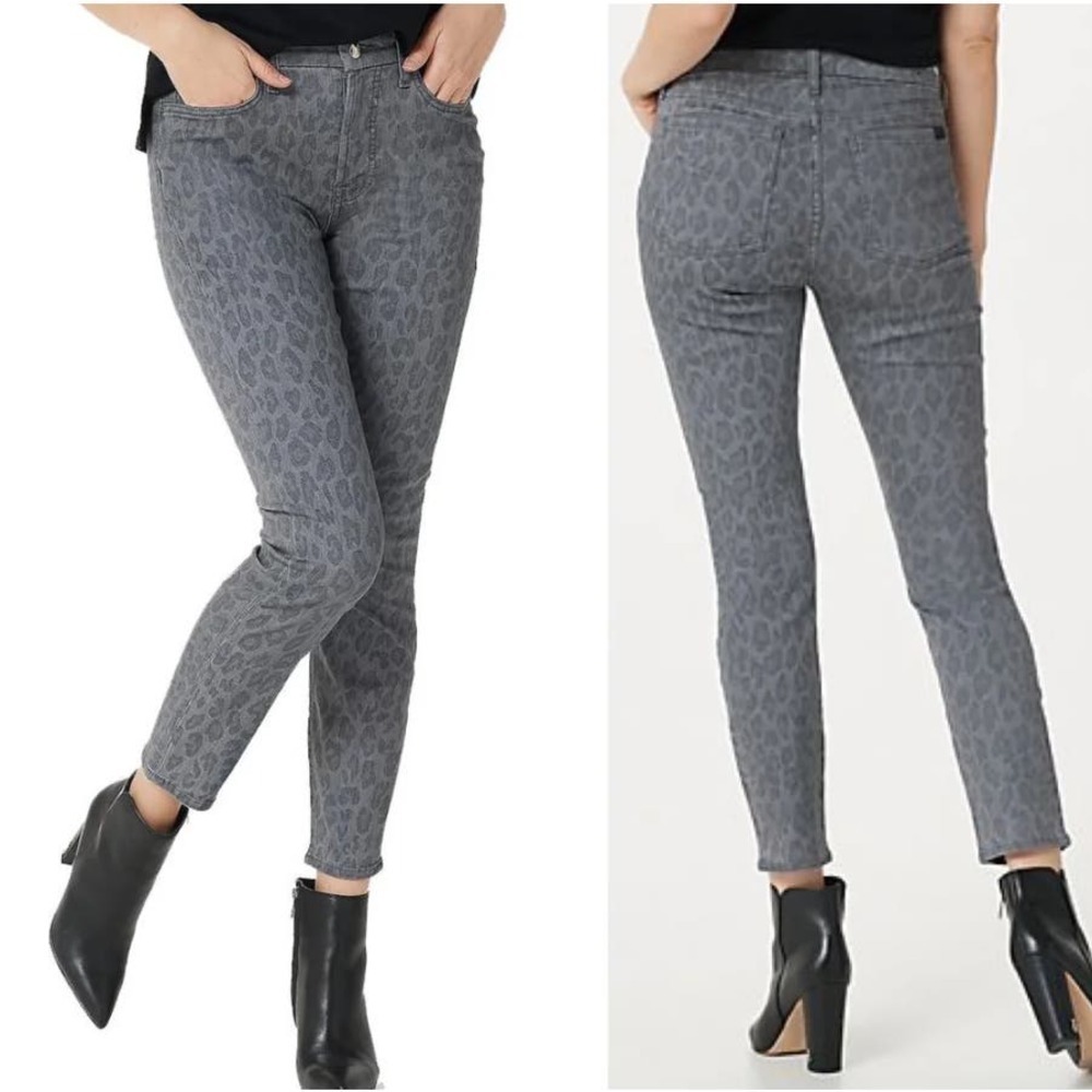 Jen7 For All Mankind Women's Leopard Stretch Skinny Ankle Jeans Size 22 Blue NWT